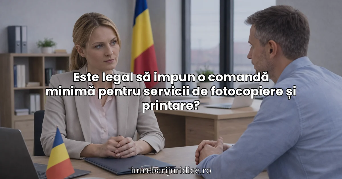Este legal să impun o comandă minimă pentru servicii de fotocopiere și printare?