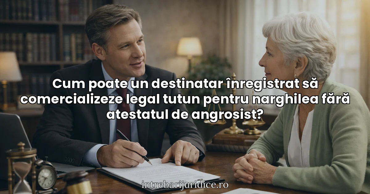 Cum poate un destinatar înregistrat să comercializeze legal tutun pentru narghilea fără atestatul de angrosist?