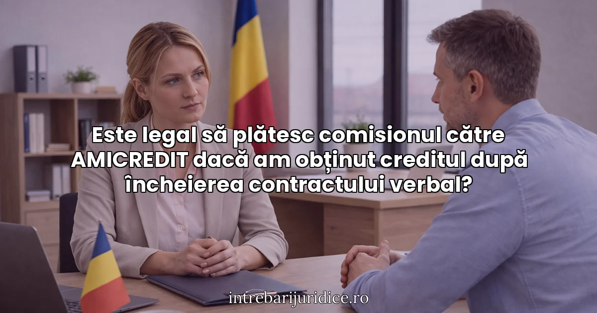 Este legal să plătesc comisionul către AMICREDIT dacă am obținut creditul după încheierea contractului verbal?