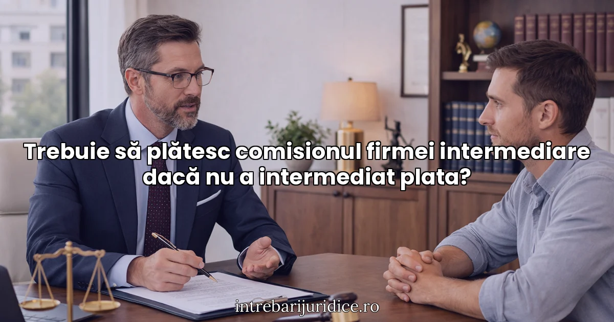 Trebuie să plătesc comisionul firmei intermediare dacă nu a intermediat plata?