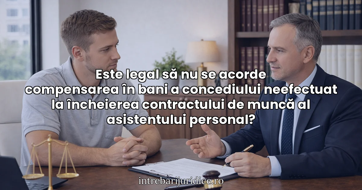 Este legal să nu se acorde compensarea în bani a concediului neefectuat la încheierea contractului de muncă al asistentului personal?