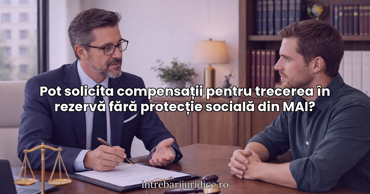 Pot solicita compensații pentru trecerea în rezervă fără protecție socială din MAI?