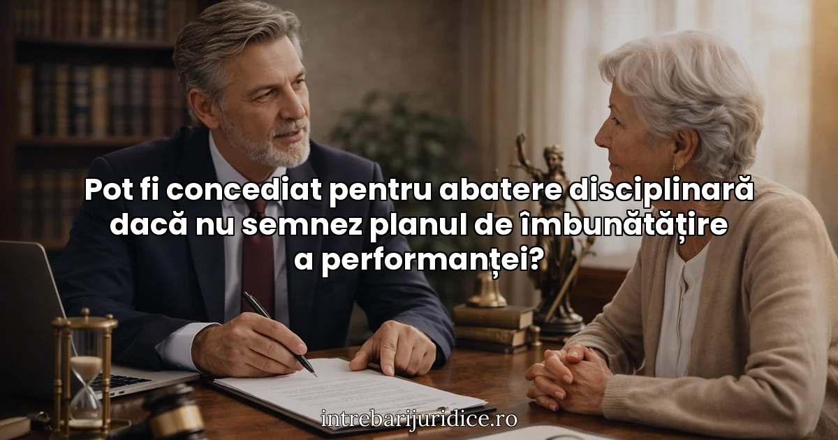 Pot fi concediat pentru abatere disciplinară dacă nu semnez planul de îmbunătățire a performanței?