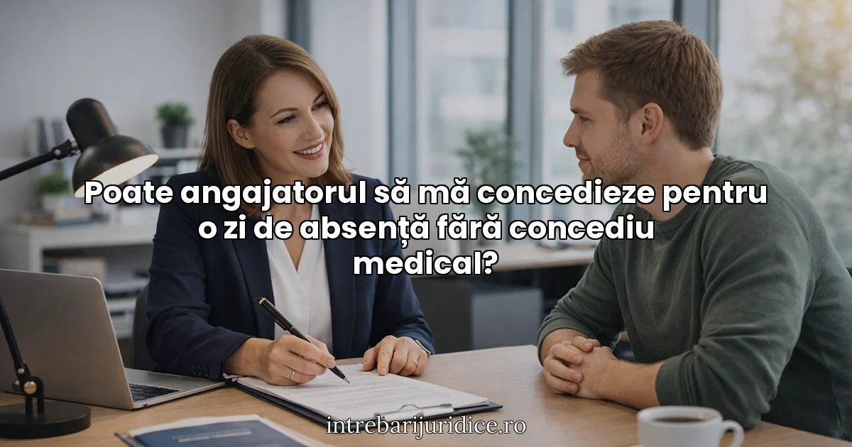 Poate angajatorul să mă concedieze pentru o zi de absență fără concediu medical?