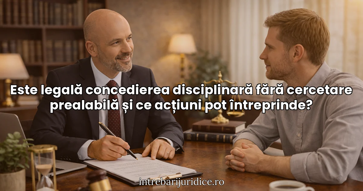 Este legală concedierea disciplinară fără cercetare prealabilă și ce acțiuni pot întreprinde?