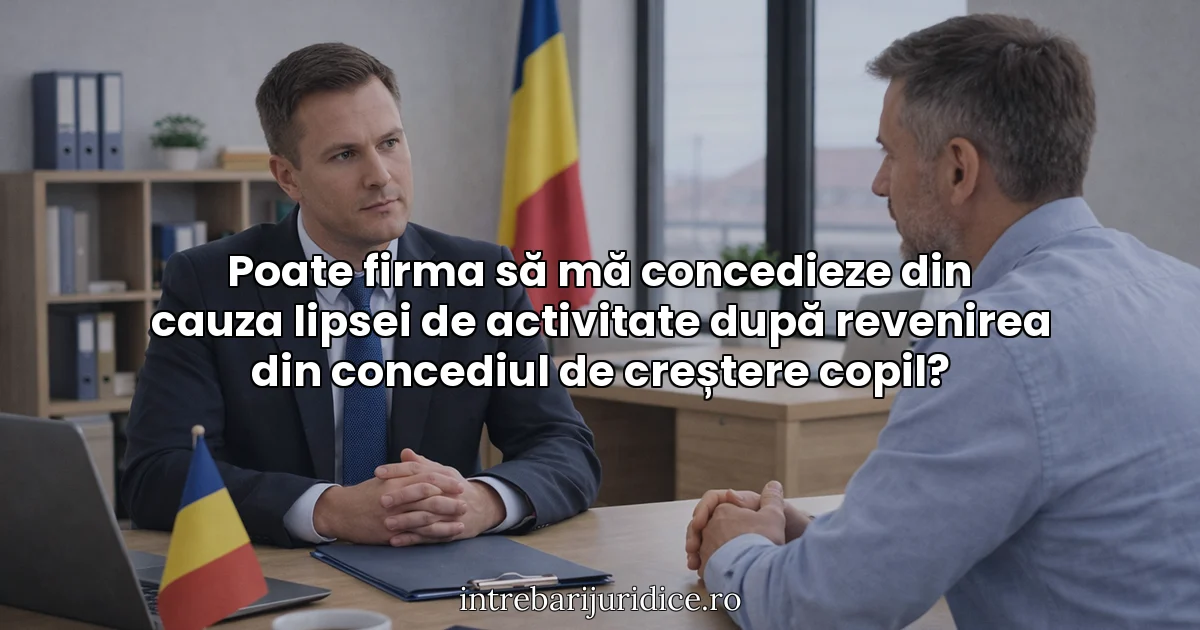 Poate firma să mă concedieze din cauza lipsei de activitate după revenirea din concediul de creștere copil?