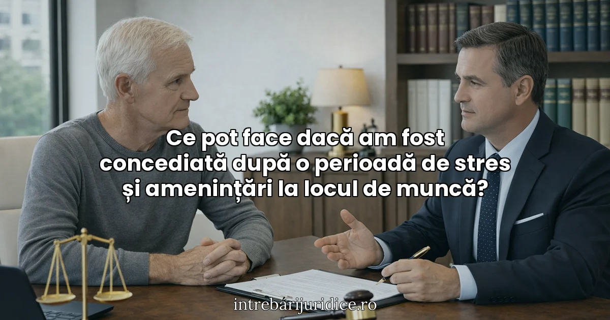 Ce pot face dacă am fost concediată după o perioadă de stres și amenințări la locul de muncă?