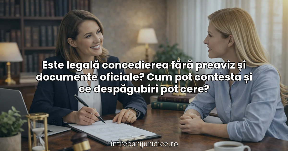 Este legală concedierea fără preaviz și documente oficiale? Cum pot contesta și ce despăgubiri pot cere?