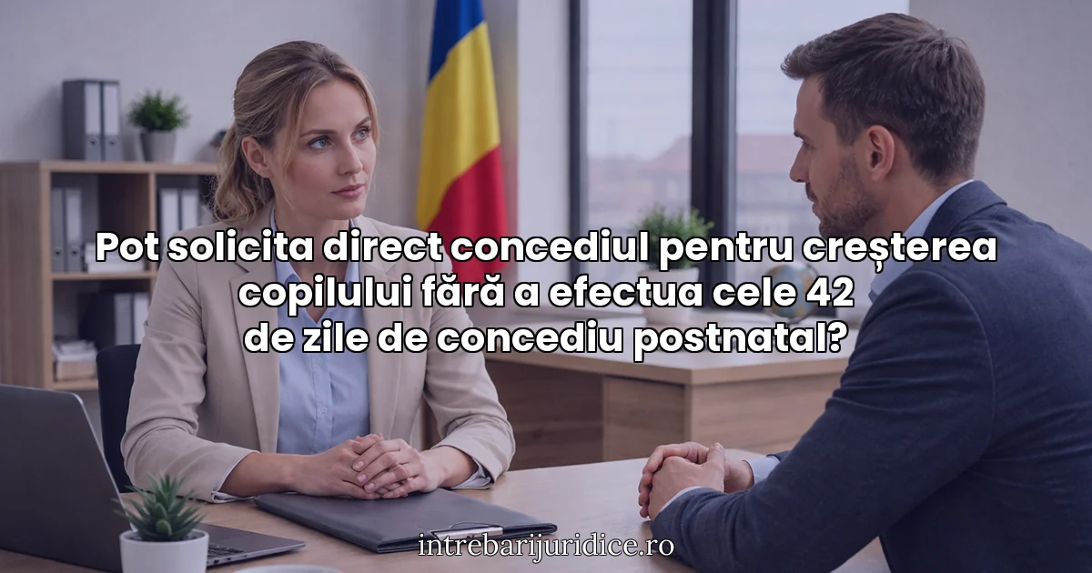 Pot solicita direct concediul pentru creșterea copilului fără a efectua cele 42 de zile de concediu postnatal?