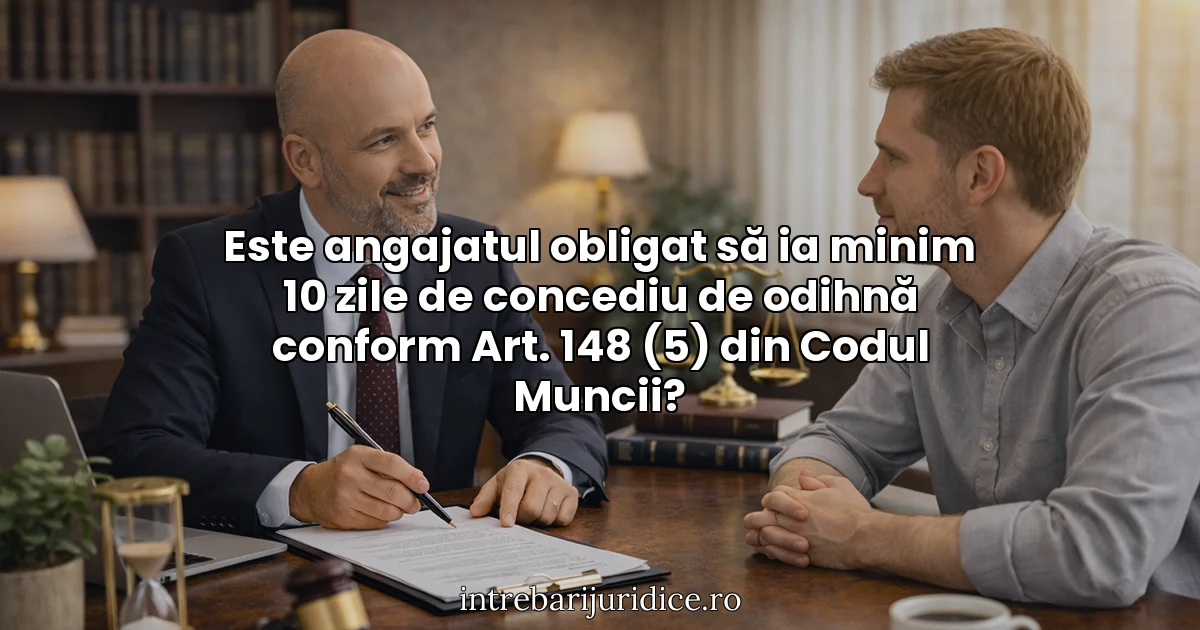 Este angajatul obligat să ia minim 10 zile de concediu de odihnă conform Art. 148 (5) din Codul Muncii?