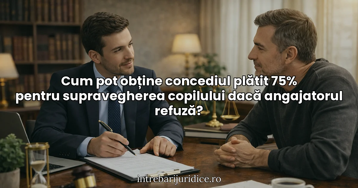 Cum pot obține concediul plătit 75% pentru supravegherea copilului dacă angajatorul refuză?