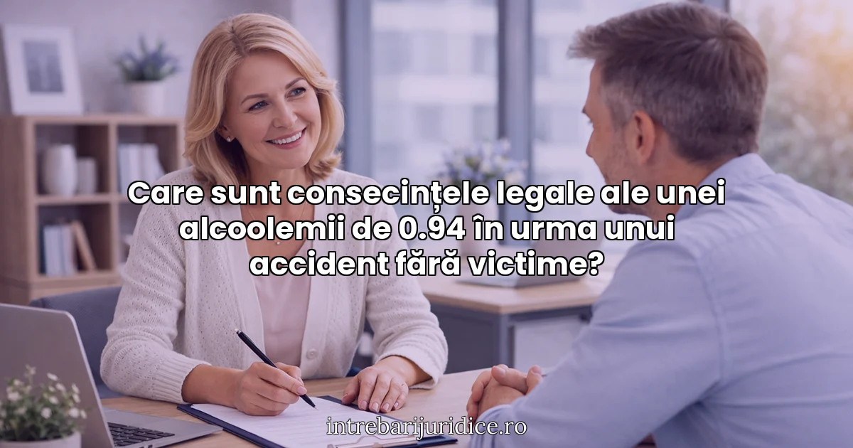 Care sunt consecințele legale ale unei alcoolemii de 0.94 în urma unui accident fără victime?