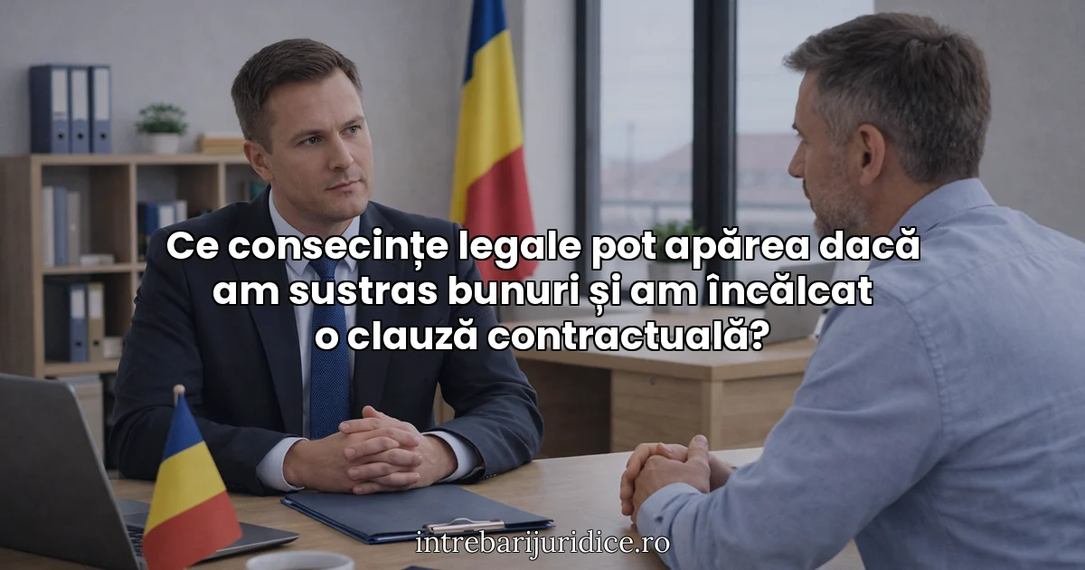 Ce consecințe legale pot apărea dacă am sustras bunuri și am încălcat o clauză contractuală?