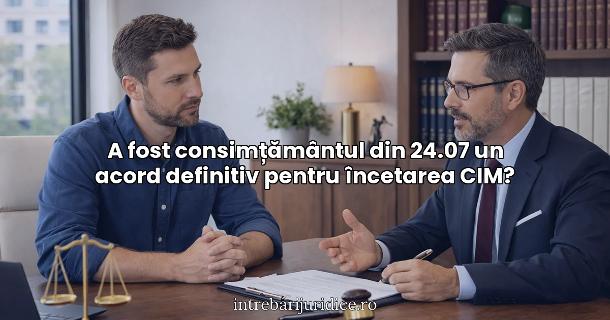 A fost consimțământul din 24.07 un acord definitiv pentru încetarea CIM?