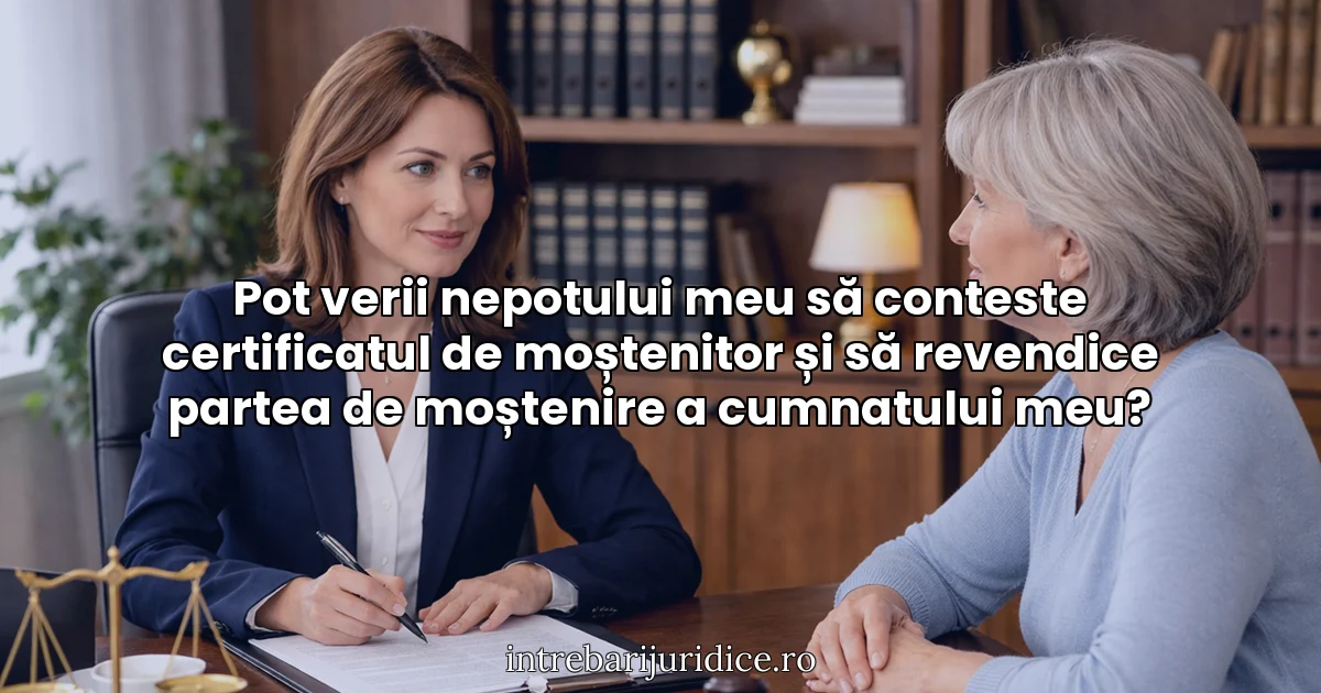 Pot verii nepotului meu să conteste certificatul de moștenitor și să revendice partea de moștenire a cumnatului meu?