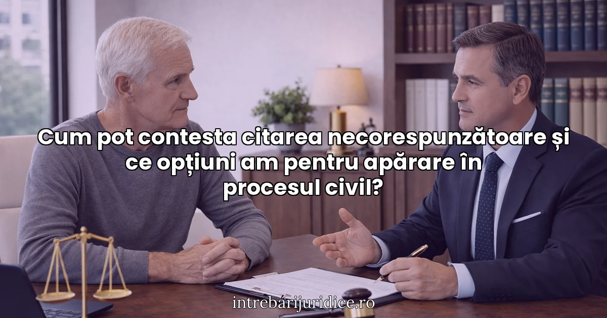 Cum pot contesta citarea necorespunzătoare și ce opțiuni am pentru apărare în procesul civil?