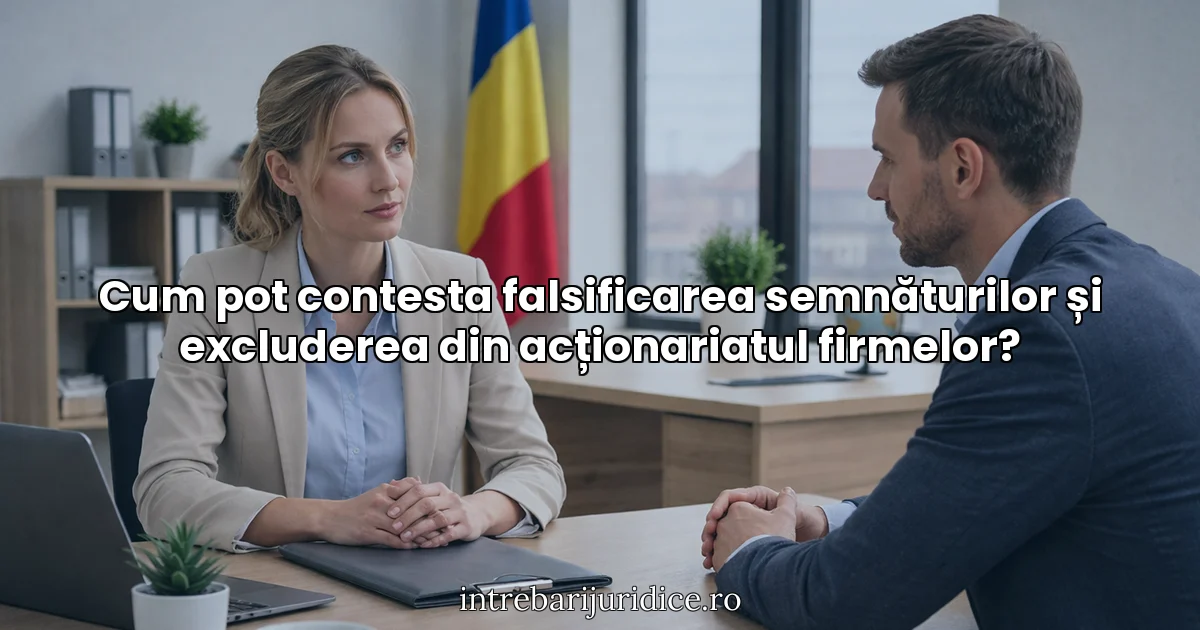 Cum pot contesta falsificarea semnăturilor și excluderea din acționariatul firmelor?