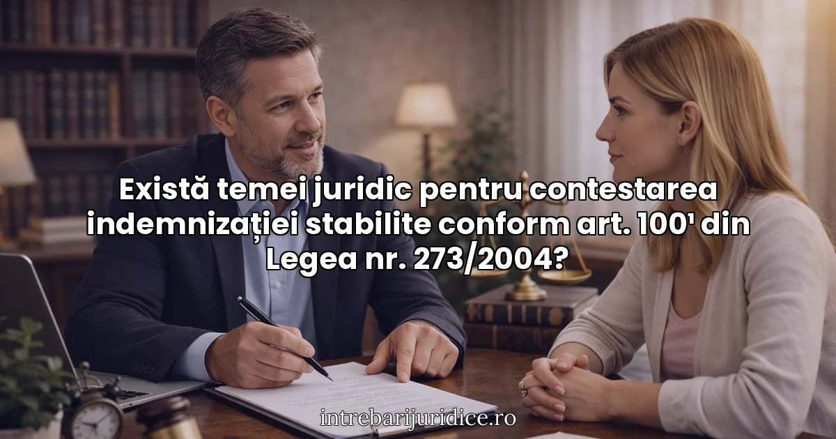 Există temei juridic pentru contestarea indemnizației stabilite conform art. 100¹ din Legea nr. 273/2004?