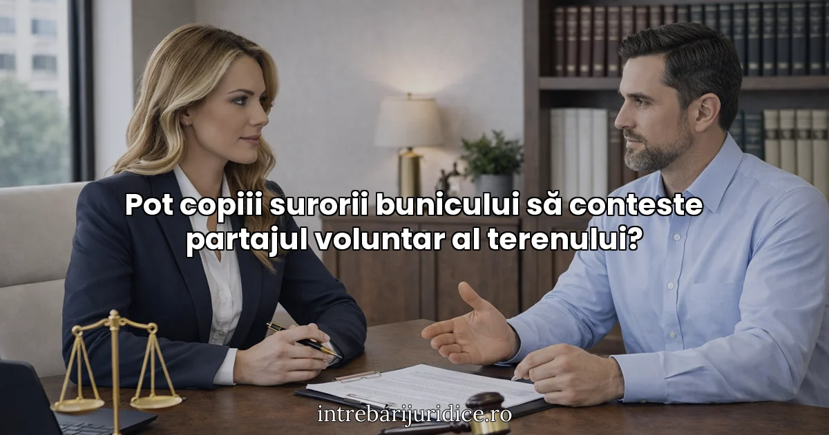 Pot copiii surorii bunicului să conteste partajul voluntar al terenului?