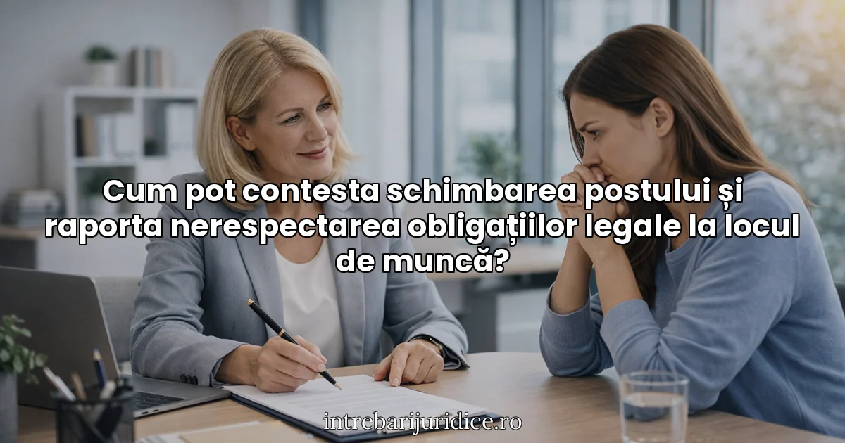 Cum pot contesta schimbarea postului și raporta nerespectarea obligațiilor legale la locul de muncă?