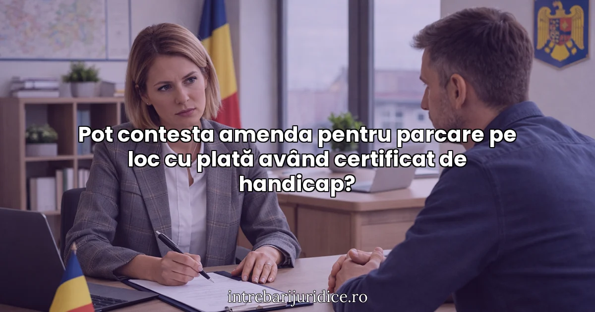 Pot contesta amenda pentru parcare pe loc cu plată având certificat de handicap?