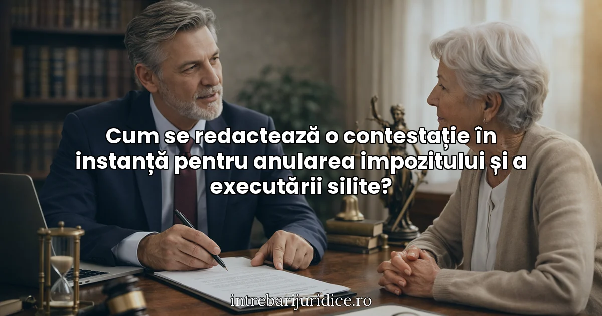 Cum se redactează o contestație în instanță pentru anularea impozitului și a executării silite?