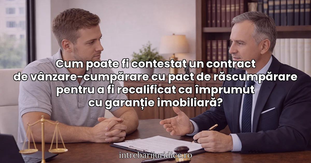 Cum poate fi contestat un contract de vânzare-cumpărare cu pact de răscumpărare pentru a fi recalificat ca împrumut cu garanție imobiliară?