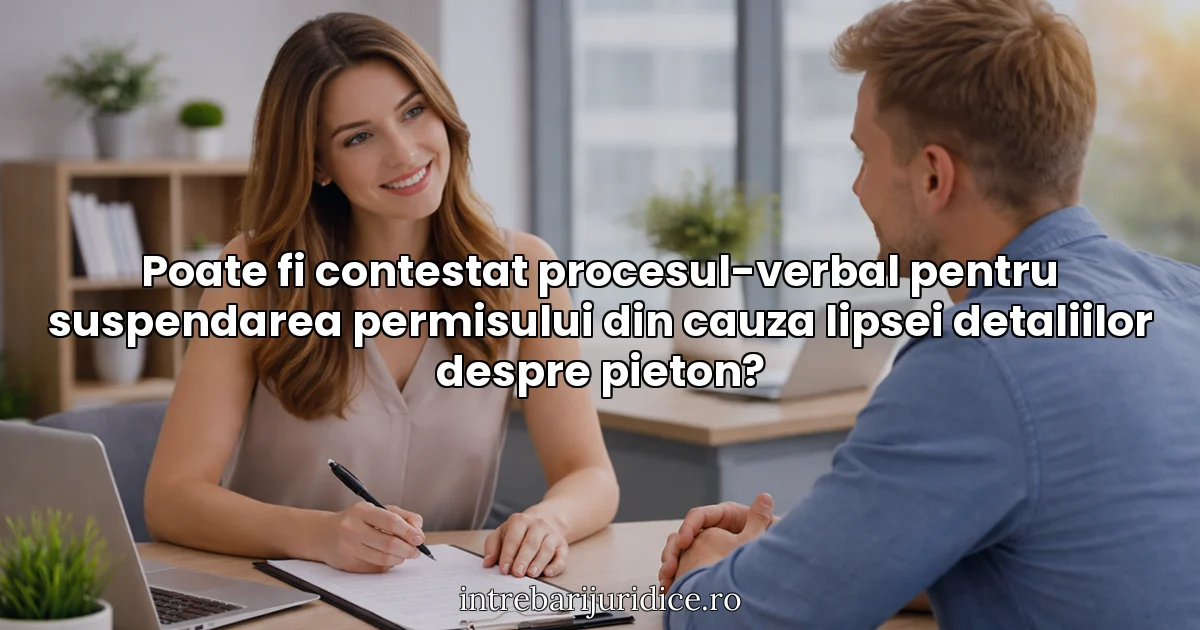 Poate fi contestat procesul-verbal pentru suspendarea permisului din cauza lipsei detaliilor despre pieton?