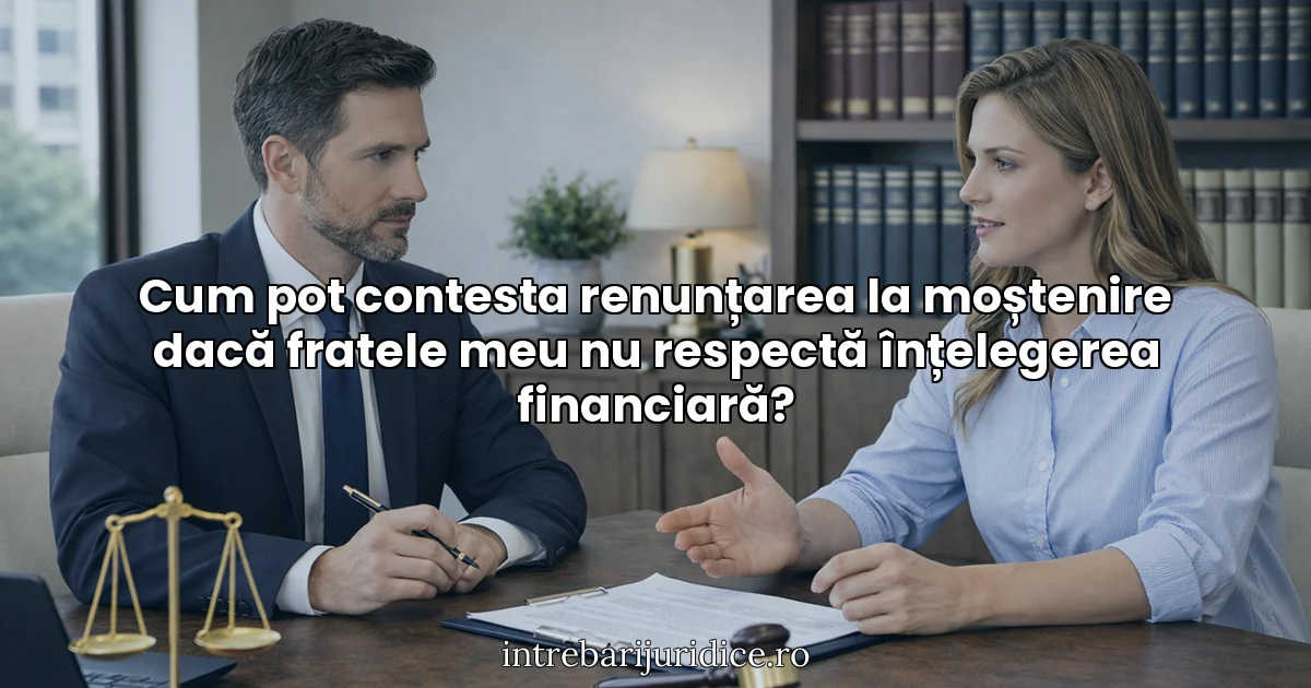 Cum pot contesta renunțarea la moștenire dacă fratele meu nu respectă înțelegerea financiară?