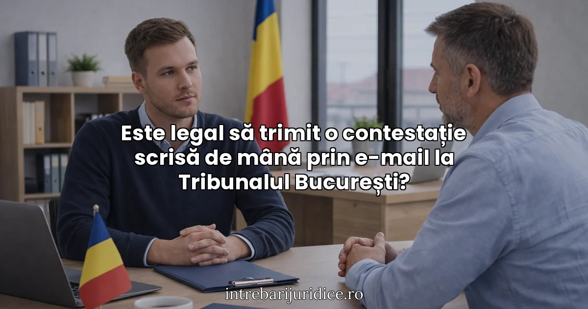 Este legal să trimit o contestație scrisă de mână prin e-mail la Tribunalul București?