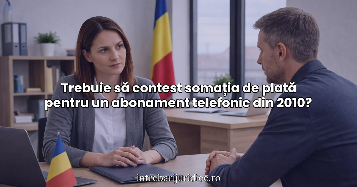 Trebuie să contest somația de plată pentru un abonament telefonic din 2010?