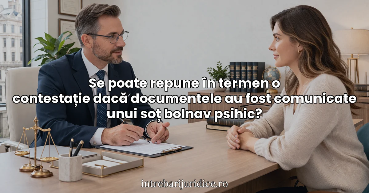 Se poate repune în termen o contestație dacă documentele au fost comunicate unui soț bolnav psihic?