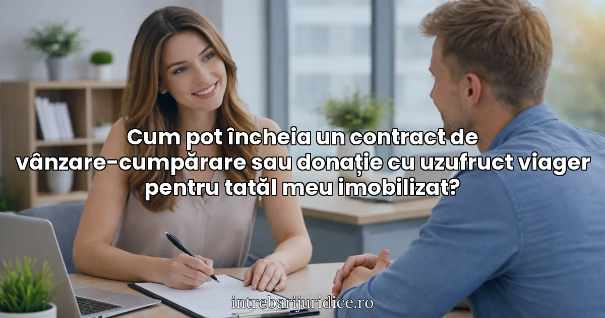 Cum pot încheia un contract de vânzare-cumpărare sau donație cu uzufruct viager pentru tatăl meu imobilizat?