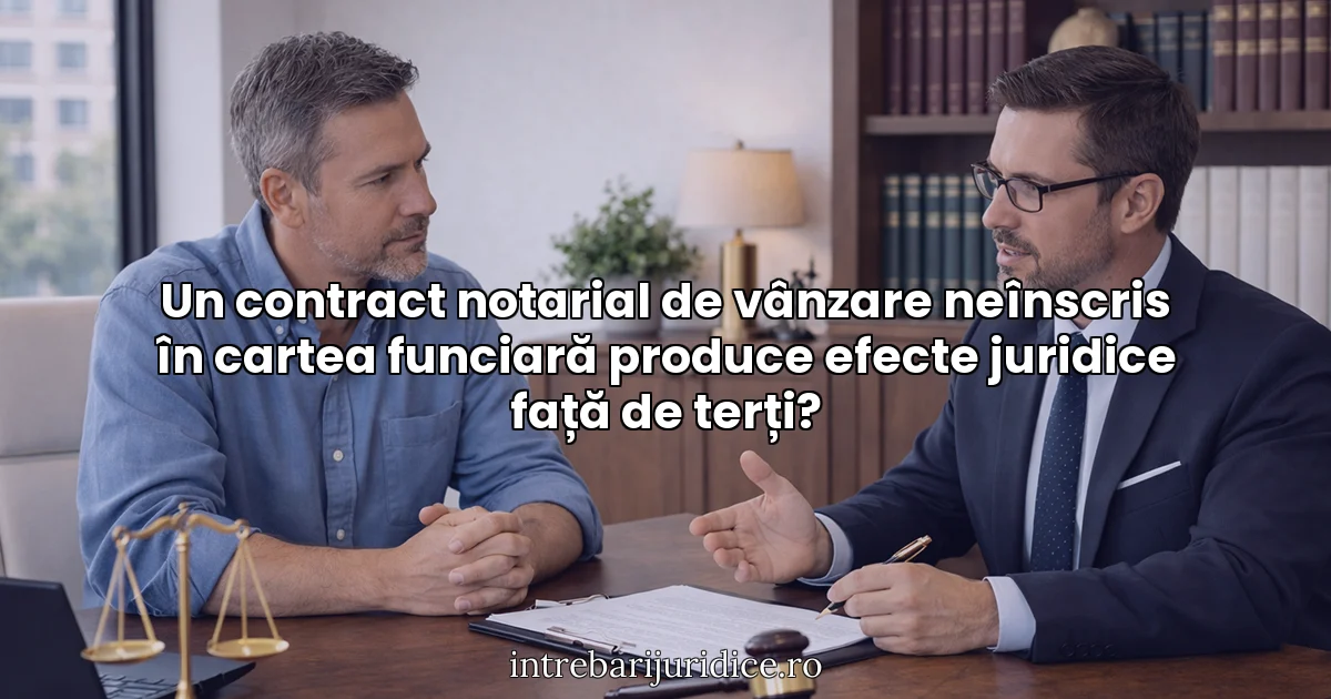 Un contract notarial de vânzare neînscris în cartea funciară produce efecte juridice față de terți?