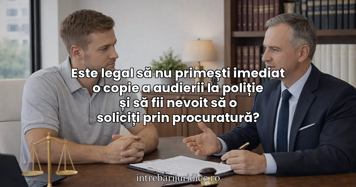 Este legal să nu primești imediat o copie a audierii la poliție și să fii nevoit să o soliciți prin procuratură?