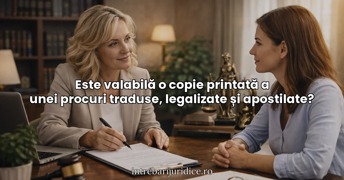 Este valabilă o copie printată a unei procuri traduse, legalizate și apostilate?