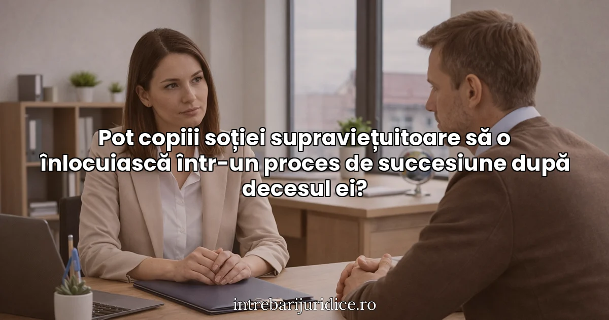Pot copiii soției supraviețuitoare să o înlocuiască într-un proces de succesiune după decesul ei?