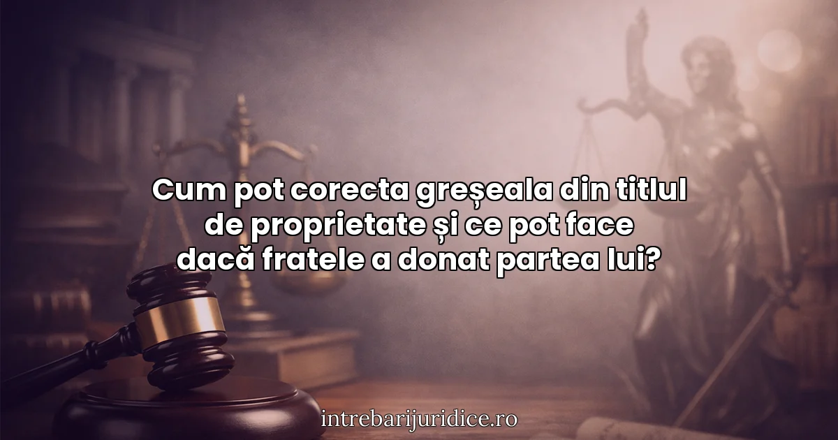 Cum pot corecta greșeala din titlul de proprietate și ce pot face dacă fratele a donat partea lui?