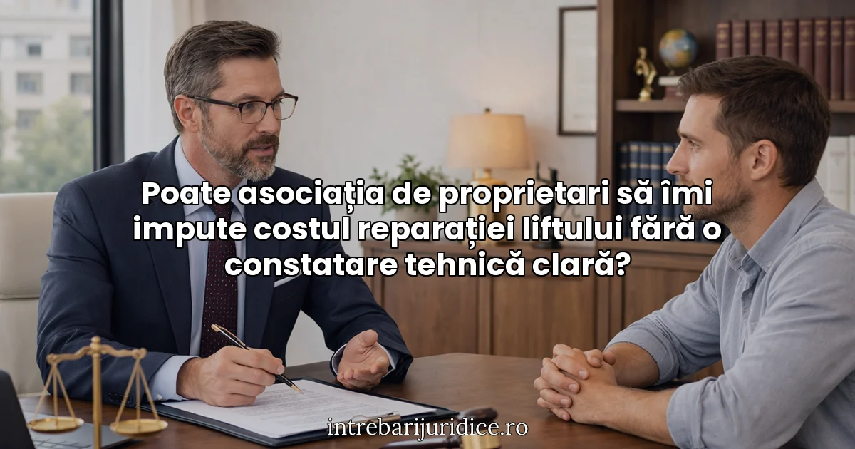 Poate asociația de proprietari să îmi impute costul reparației liftului fără o constatare tehnică clară?