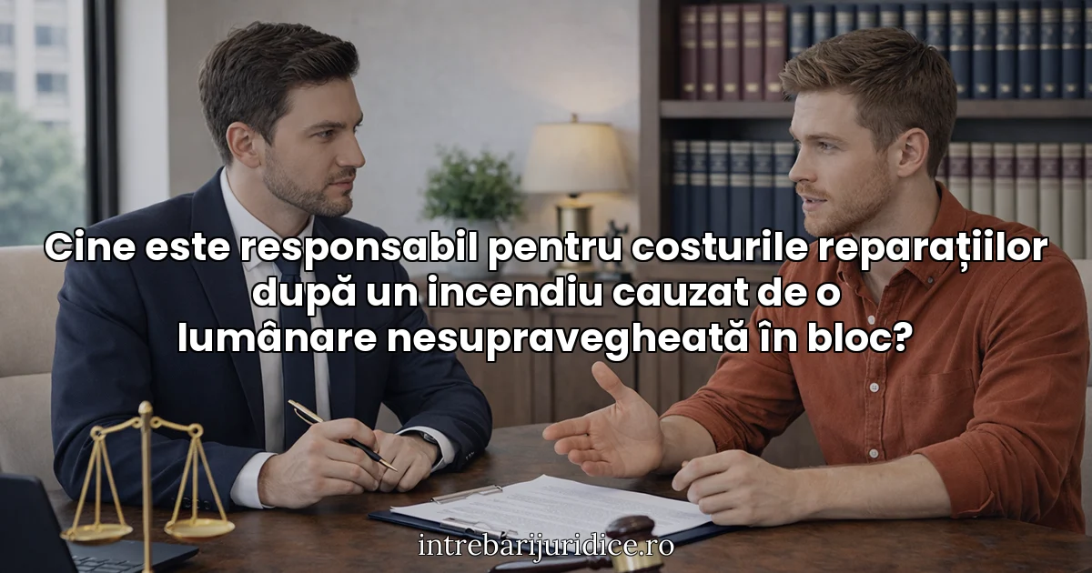 Cine este responsabil pentru costurile reparațiilor după un incendiu cauzat de o lumânare nesupravegheată în bloc?