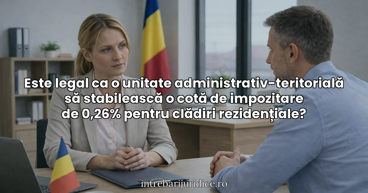 Este legal ca o unitate administrativ-teritorială să stabilească o cotă de impozitare de 0,26% pentru clădiri rezidențiale?