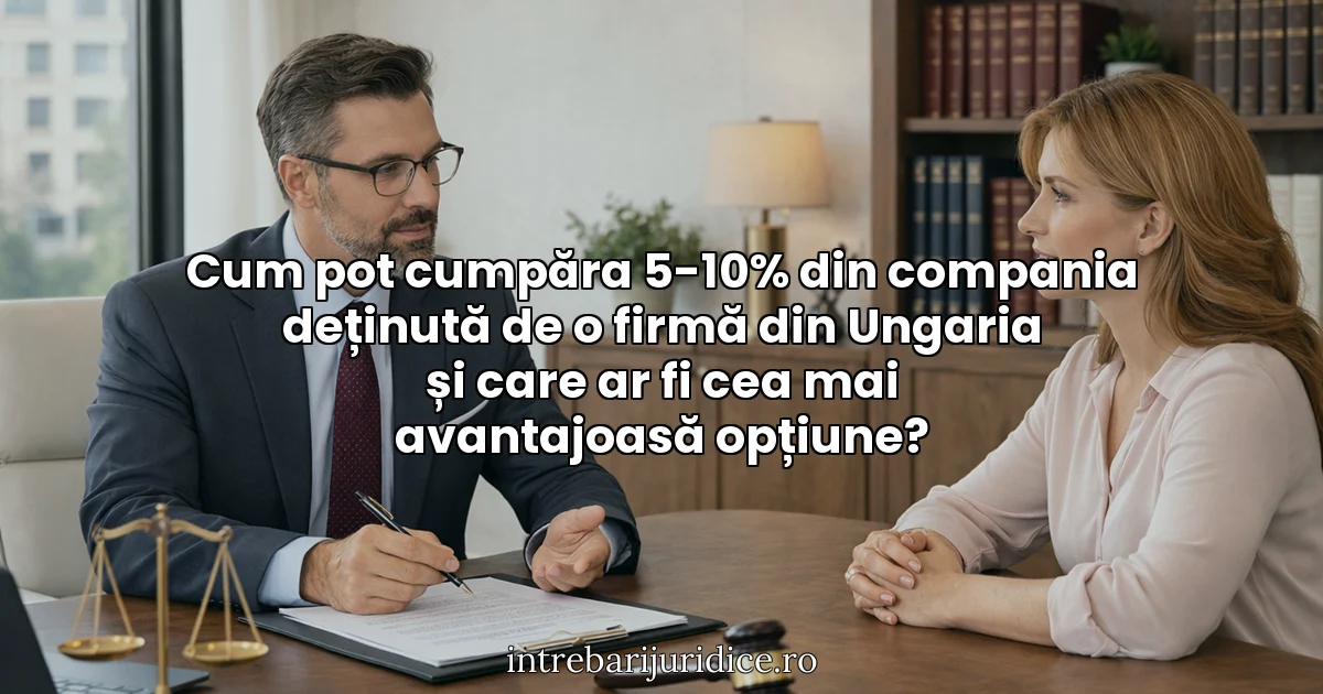 Cum pot cumpăra 5-10% din compania deținută de o firmă din Ungaria și care ar fi cea mai avantajoasă opțiune?