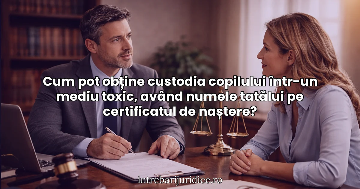 Cum pot obține custodia copilului într-un mediu toxic, având numele tatălui pe certificatul de naștere?