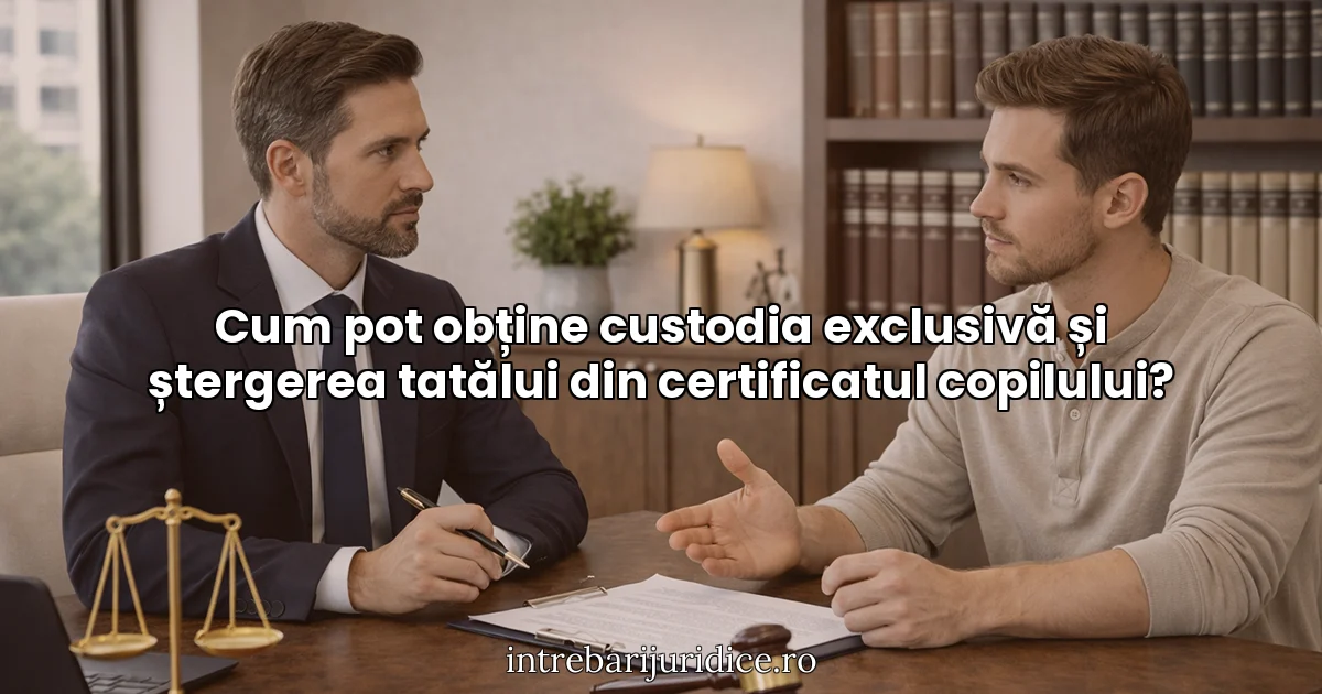 Cum pot obține custodia exclusivă și ștergerea tatălui din certificatul copilului?