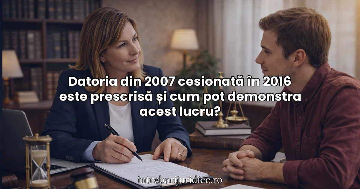 Datoria din 2007 cesionată în 2016 este prescrisă și cum pot demonstra acest lucru?
