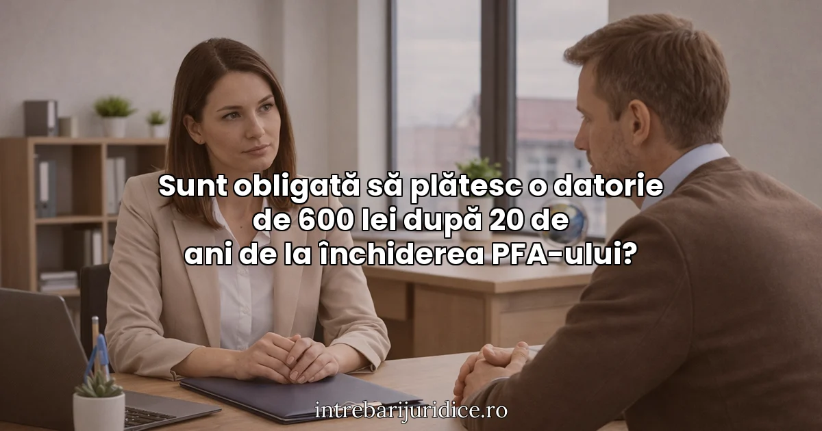 Sunt obligată să plătesc o datorie de 600 lei după 20 de ani de la închiderea PFA-ului?