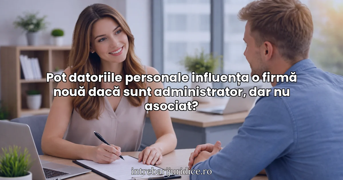 Pot datoriile personale influența o firmă nouă dacă sunt administrator, dar nu asociat?