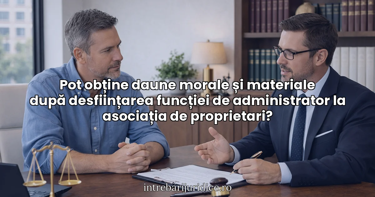 Pot obține daune morale și materiale după desființarea funcției de administrator la asociația de proprietari?