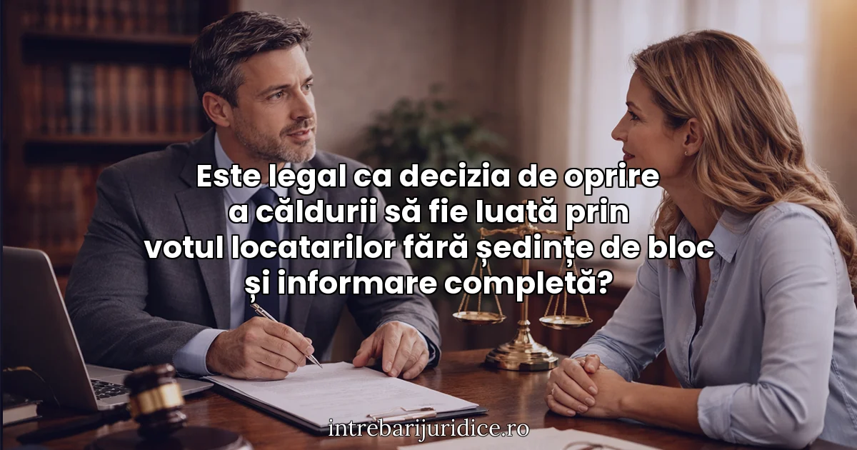 Este legal ca decizia de oprire a căldurii să fie luată prin votul locatarilor fără ședințe de bloc și informare completă?