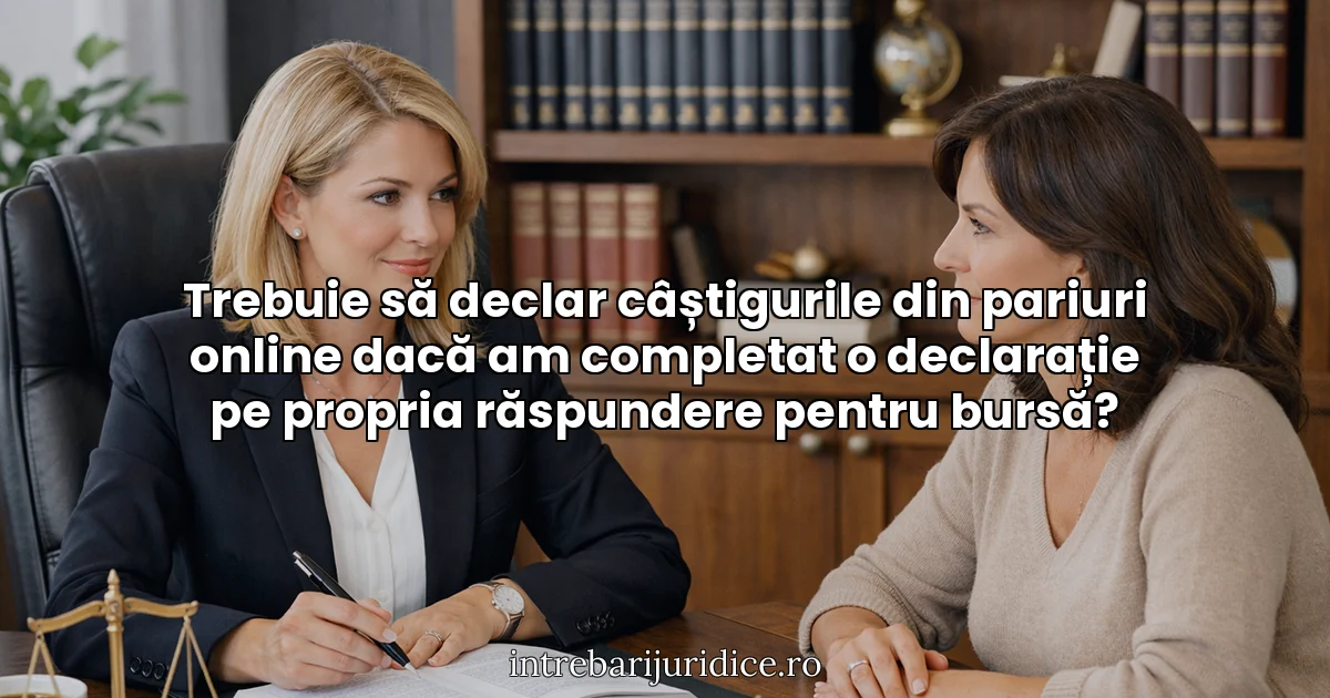 Trebuie să declar câștigurile din pariuri online dacă am completat o declarație pe propria răspundere pentru bursă?